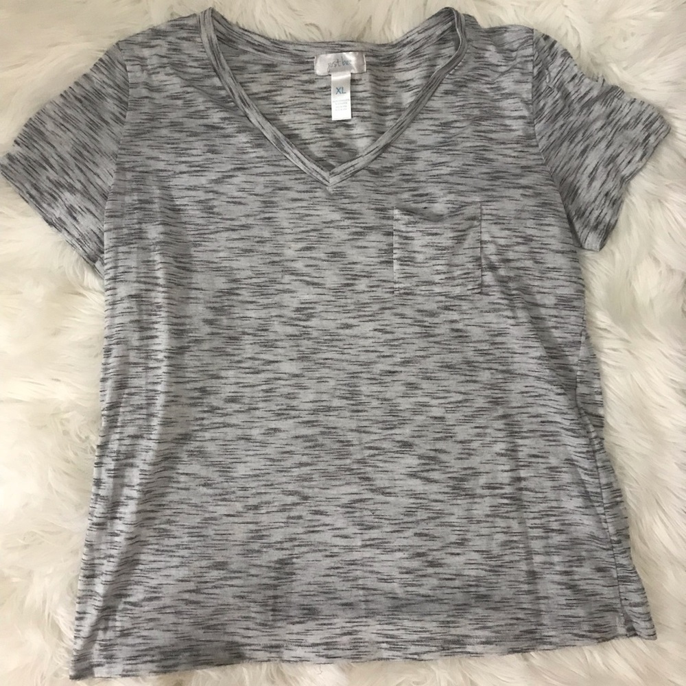 Women’s Gray & White V-Neck